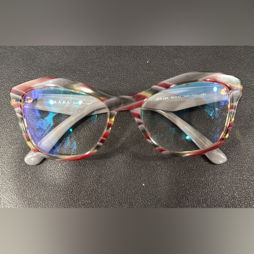 Prada Red and Gray Eyeglasses